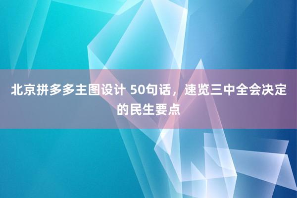 北京拼多多主图设计 50句话，速览三中全会决定的民生要点