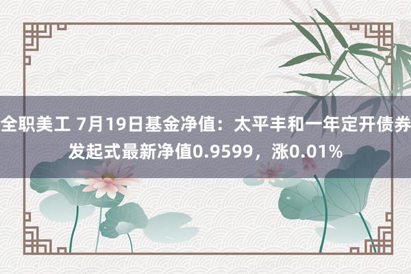 全职美工 7月19日基金净值：太平丰和一年定开债券发起式最新净值0.9599，涨0.01%