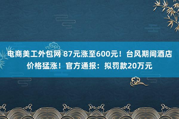 电商美工外包网 87元涨至600元！台风期间酒店价格猛涨！官方通报：拟罚款20万元